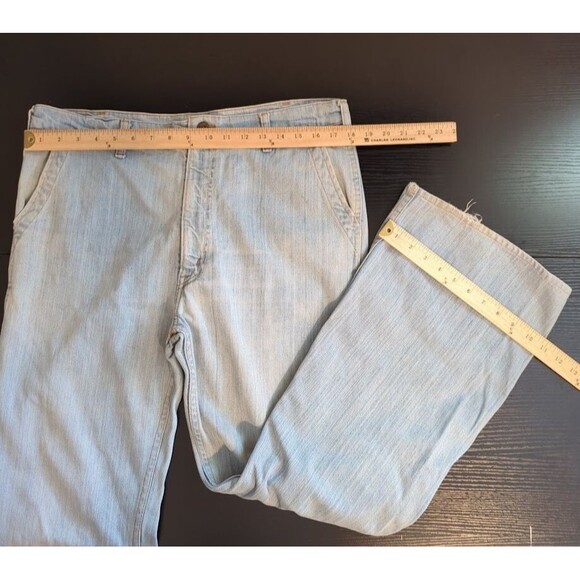 Vintage 70's Levi's Orange Tab Flare/Bootcut Light Wash Jeans Slash Pocket - Picture 12 of 13
